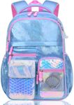 BYXEPA Girls Backpack, Glitter School Backpacks 16in for Girls, Cute Book Bag for Girl Kid Students Elementary School (Mermaid Blue)