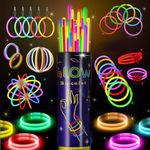 lumous rola 200 Pcs Glowsticks Bulk Party Favours 8" Glow In The Dark Party Supplies, Light Sticks For Neon Party Glow Necklaces And Bracelets for Adults And Kids (100 Glow Sticks with 100 Connectors)