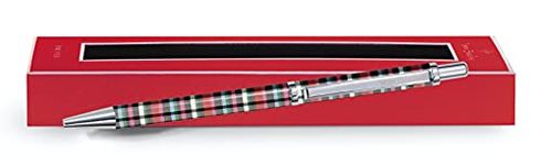 Vera Bradley Holiday Black Ink Ballpoint Pen with Gift Box, Metal Click Pen Accepts Standard Refills, Kingston Plaid