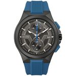 Bulova Men's Maquina Black Ion Plated Blue Strap Watch (98B380)