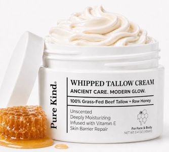 Pure Kind Whipped Tallow Cream with Raw Honey – 100% Grass-Fed Tallow Moisturizer | Natural Skin Care for Face & Body | Deeply Hydrating for Sensitive & Dry Skin | Natural Lotion, 3.4 oz (Unscented)