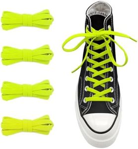 UamGlsob 2 Pairs 5/16"" Wide Elastic Shoe Laces Replacement Laces for Converse High Tops, Stretch Flat Shoelaces Shoe Strings, 2 Pairs Green, 72''/183cm, RL-BREDA-202301