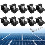 Anbte 10pcs Solar Panel End Clamp 30mm/35mm, Aluminum Z Brackets for Solar Panels Solar Mounting Brackets Kit with Nuts Bolts for Solar Panel Pv Mounting System Install Accessories (Black)