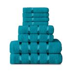 GC GAVENO CAVAILIA 8 Piece Towel Bale Set, Quick Dry Highly Absorbent Cotton Towel Sets Bathroom, Teal Towels Sets 450 GSM, 4x Face Towel 2x Hand Towels 2x Bath Towels
