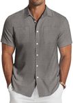 COOFANDY Men's Linen Shirt Beach Summer Short Sleeve Button Down Casual Shirts