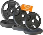 Yes4All Cast Iron - 1 Inch Grip Weight Plate - 2x2.5lb + 2x5lb + 2x10lb (Set 35lb)