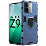 TheGiftKart Tough Armor Bumper Back Case Cover for iQOO Z9 5G | Ring Holder & Kickstand in-Built | 360 Degree Protection Back Case Cover for iQOO Z9 5G (PC & TPU, Greyish Blue)