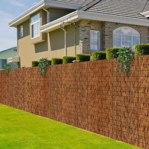 MOOKNAT 2 Pack Natural Reed Fence,6FT X 16.4FT Bamboo Fencing Privacy Reed Screening for Outdoor, Gallery, Restaurant, Hotel, Patio (Brown)
