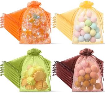 Ribbonlic 200 Pcs Fall Organza Bags Autumn Drawstring Bag Small Thanksgiving Jewelry Gift Bag Goodie Candy Treat Bags for Autumn Harvest Thanksgiving Day Wedding Birthday Party Supplies