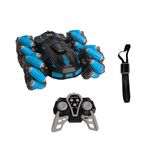 Eli & Chi 4WD Double-Sided RC Stunt Car for Kids: 360° Drift, Remote Control Racing, Rechargeable, Watch Gesture Control, Smoke & Mist Effect (Blue)