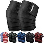 DMoose Fitness Knee Wraps for Weightlifting (Pair) - USPA Approved 78" Cotton Knee Straps for Powerlifting, Leg Press, Squats & Joint Stability - Reinforced Stitching Knee Wrap Support for Men & Women