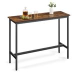 VASAGLE Bar Table, Narrow Long Bar Table, Kitchen Dining Table, High Pub Table, Sturdy Metal Frame, Industrial Design, 15.7 x 47.2 x 35.4 Inches, Rustic Brown and Ink Black ULBT120B01