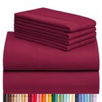 LuxClub 6 PC Queen Sheet Set, Breathable Luxury Bed Sheets, Deep Pockets 18" Wrinkle Free Cooling Sheets Machine Washable Hotel Bedding Silky Soft - Burgundy Queen