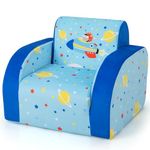 COSTWAY 3-in-1 Convertible Kids Sofa Chair, Multifunctional Flip-out Lounger Bed with Comfortable Padding & Round Armrests, Transformable Fold-out Toddler Armchair for Play Room Nursery Child Room