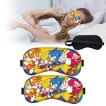 Padieoe 2 PCS Sonic The Hedgehog Sleep Masks, Sonic Sleep Eye Mask for Kids Sleeping Mask Cute 3D Print Cartoon Eyeshade Eye Blinder Travel Eye Cover for Boys Girls Children (Cartoon Sonic)