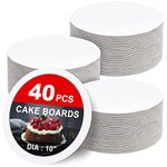 40-Packs Cake Boards 10 inch Round，Cake Boards White Cake Board Rounds，White Cake Circles Rounds Base Food-Grade Cardboard Cake Plate for displaying Cakes,Bread, Desserts（Thin and Sturdy）