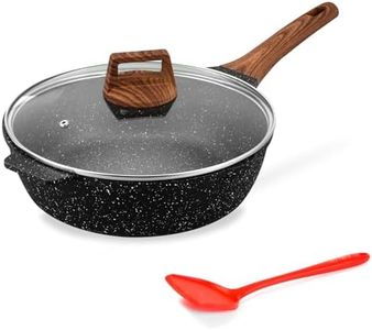 ESLITE LIFE Deep Frying Pan with Lid Nonstick Saute Pan with Granite Stone Coating, 11 Inch (5Quart)