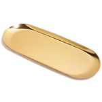 Gold Trinket Serving Tray, ANZOME Oval Stainless Steel Tray Towel Storage Dish Plate, Tea Fruit Trays Cosmetics Jewelry Plate used in Bedroom, Kitchen, Living Room, Bathroom and Outdoors