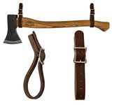 1844 Helko Werk Germany Leather Axe Hangers - Wall Hanging Leather Straps with Adjustable Buckle for Axes, Hatchets, Tools, for Heavy Duty wall displays - Made in USA (Axe Hangers Brown) #8878A