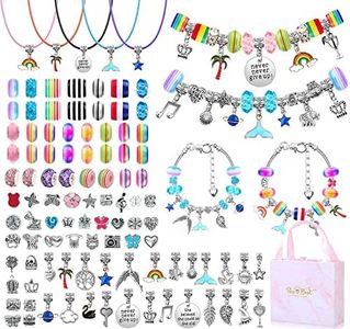 Girls Toys-Gifts Charm-Bracelet Jewellery Making-Kits - 110PCS DIY Craft Sets Braclet Beads Pendants Necklace Gifts for Teenage Girls Kids Women Birthday Christmas Jewelry Gifts Set