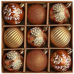 Valery Madelyn Christmas Baubles,9pcs 6cm Copper and Gold Christmas Ball Ornaments for Christmas Tree Decorations