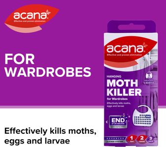 Acana Hanging Moth Killer & Freshener, 8-Pack – Lavender, Natural Oils, 6-Month Protection for Wardrobes