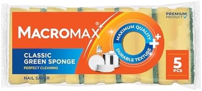 Macromax Classic Green Nail Saver Dish Sponge – Heavy Duty Scrub Sponges for Dishes, Pots & Grills – Non-Scratch Cleaning - 180 Pieces