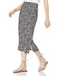 Amazon Essentials Women's Pull-On Knit Midi Skirt (Available in Plus Size), Black White Abstract Animal, Large