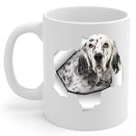 Funny Blue Belton English Setter Mom and Dad Gifts with Dog Looks Through Coffee Mug White 11 oz