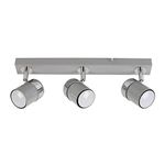 Modern 3 Way Adjustable Gloss Grey & Silver Chrome Straight Bar Ceiling Spotlight Fitting