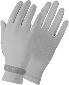 UV Sun Protection Gloves for Women Full Finger Touchscreen UPF 50+ for Golf, Driving, Hiking, Grey, SGAGRE, Medium