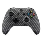 eXtremeRate Black Silver Carbon Fiber Faceplate Cover, Soft Touch Front Housing Shell Case, Comfortable Soft Grip Replacement Kit for Xbox One X & One S Controller