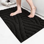 COLOR G Bath Mat, 24"x36" Bathroom Mat for Floor, Washroom, 2x3ft Non Slip Bathroom Rug for Absorbing Water with Rubber Back, 60x90cm Soft Bath Mats for Bathroom for Machine Wash, Black Bathmat