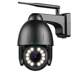 SV3C 15X Optical Zoom PTZ WiFi Security Camera Outdoor, 5MP Wireless IP Camera with Auto Tracking, Floodlight Color Night Vision, 2-Way Audio, Black Metal Shell, SD Card Recording, FTP, RTSP, Onvif