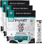 Voyager Toddler Milk On The Go, USDA Organic Shelf Stable Whole Milk Powder, Great for Travel, No Refrigeration, Gluten Free with No GMO's and No Antibiotics for Kids, 48 Sachets of 15g - 3 Pack