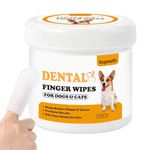 Kopmath Dog Dental Wipes, Dog Teeth Cleaning Finger Wipes, Reduce Plaque & Tartar, Freshen Breath, Pre-soaked Pet Dental Care Finger Wipes for Dogs & Cat, Portable Disposable Dog Tooth Wipes Pad,50 Ct