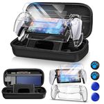 Auarte 12 in 1 Accessories Set for PlayStation Portal, Hard Carrying Case for PS Portal with Clear Skin Case for PS5 Portal, 2 Screen Protector with 4 Thumb Grip, Carbon Black