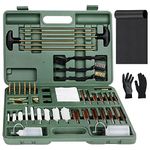 TacSnake Gun Cleaning Kit Universal Supplies for Hunting Rifle Handgun Shot Gun Cleaning Kit for All Guns with Case, Cleaning Mat, and Gloves (Brass(Green Case))