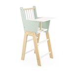 Janod - Zen FSC Wood Highchair - Pretend Play Toy - Accessory for Dolls up to 42 cm - 3 Years +, J05901,Water Green/White