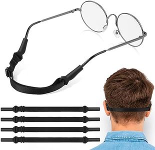 TIESOME Correa ajustable para gafas, 4 piezas sin cola, antideslizantes, para gafas, cuerda de retención de gafas, correa deportiva para gafas de sol, para hombres, mujeres y niños, Negro -,