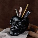 Black Skull Pen & Pencil Holder Skeleton Key Holder Makeup Brush Holder flower pot Home Office Desk Supplies Organizer Accessory