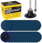 Dura-Gold 2" 60 Grit Quick Change Zirconia Coarse Cut Grinding Disc Set, 25 Discs & Backing Pad - R-Type Roll Lock Sandpaper Discs