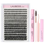 DIY Lash Extension Kit Bond and Seal Lash Glue Remover 300 Pcs Lash Clusters Kit Mascara Wands Eyelash Extension Kit Eyelash Tweezers Individual Lashes Kit (Set 20D/40D/50D-0.07D-8-16Mix)