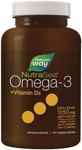 Nature's Way NutraSea Omega-3 and Vitamin D Soft Gels - Fish Oil Supplement with EPA and DHA – Support Healthy Heart and Brain, Help Build Strong Bones and Teeth & Help Support Immune System – Mint Flavour, 100 Softgels