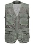 Locachy Men's Summer Outdoor Work Safari Hiking Travel Photo Fishing Vest with Pockets Army Green-Mesh M