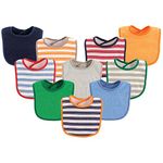 Luvable Friends 10-Piece Baby Bibs, Stripe and Solid (Colors May Vary)