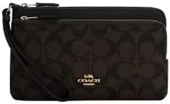 Coach women's Signature PVC Double Zip Wallet-IM/Brown/Black