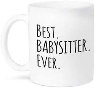 3dRose Mug_151476_1 Best Babysitter Ever Child-Minder Gifts a Way to Say Thank You for Looking After The Kids Ceramic Mug, 11 oz, White