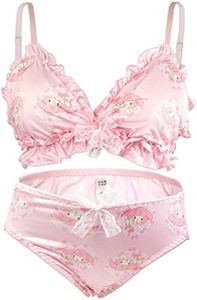 paloli Women Cute Lingerie Set Sweet Strawberry Bikini Wirless Bra and Panty - 100% Cotton
