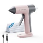 Tilswall 4V Glue Gun, Hot Glue Gun Cordless with Rapid 30s Preheat, Auto Shut-Off, Anti-drip Nozzle, and 20 Premium Glue Sticks, 2000mAh Type-C Rechargeable, Mini Glue Gun for Crafting - Pink
